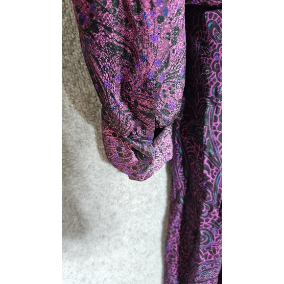 Patty O'Neil Purple Pink Abstract Paisley Modest Midi Dress Vintage Womens Sz 14 - Picture 9 of 15